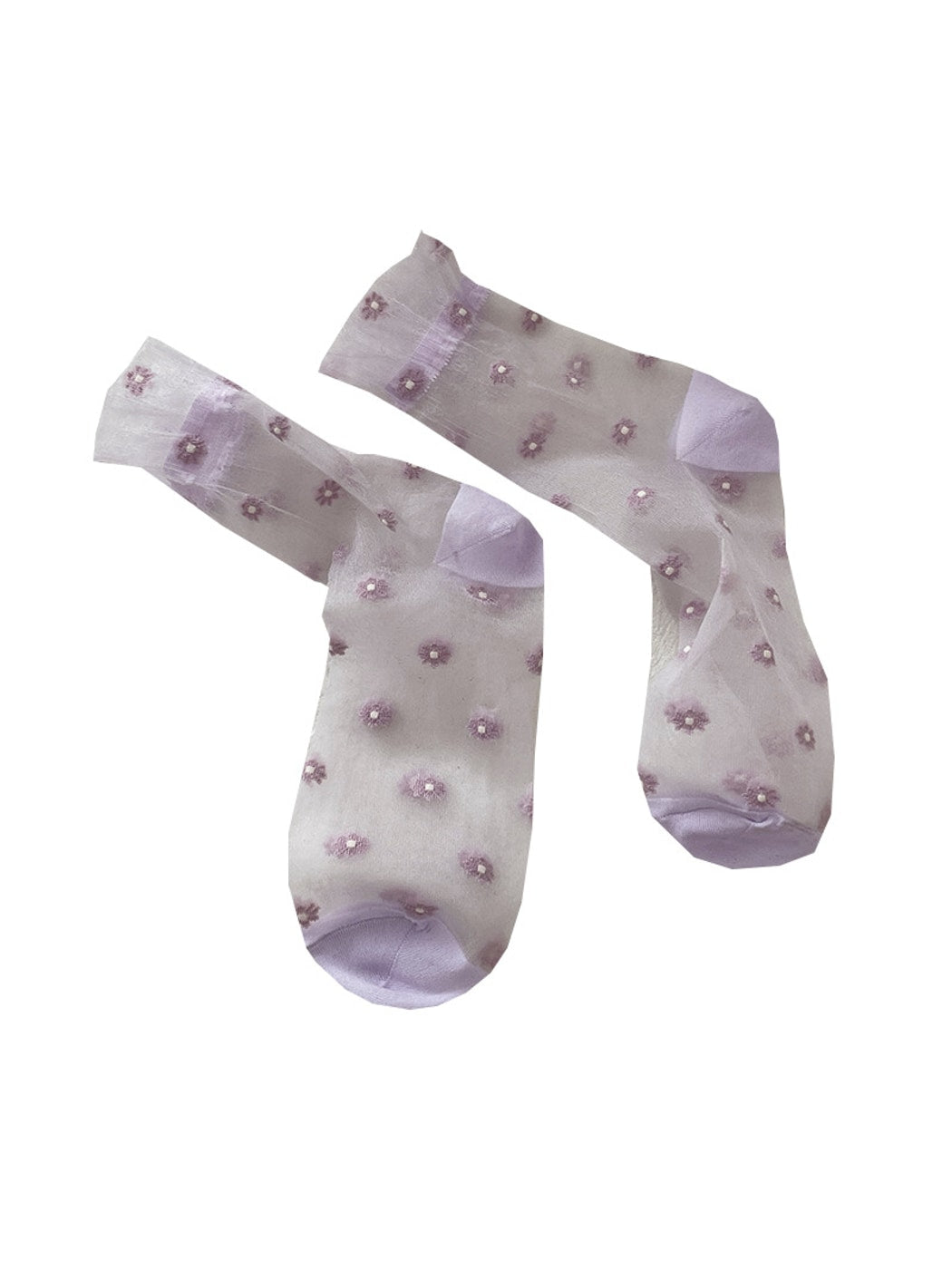 Rufia - Floral Pattern Sheer Crew Socks