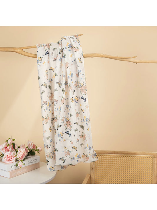 Scarvii - Elegant Butterfly Floral Print Scarf