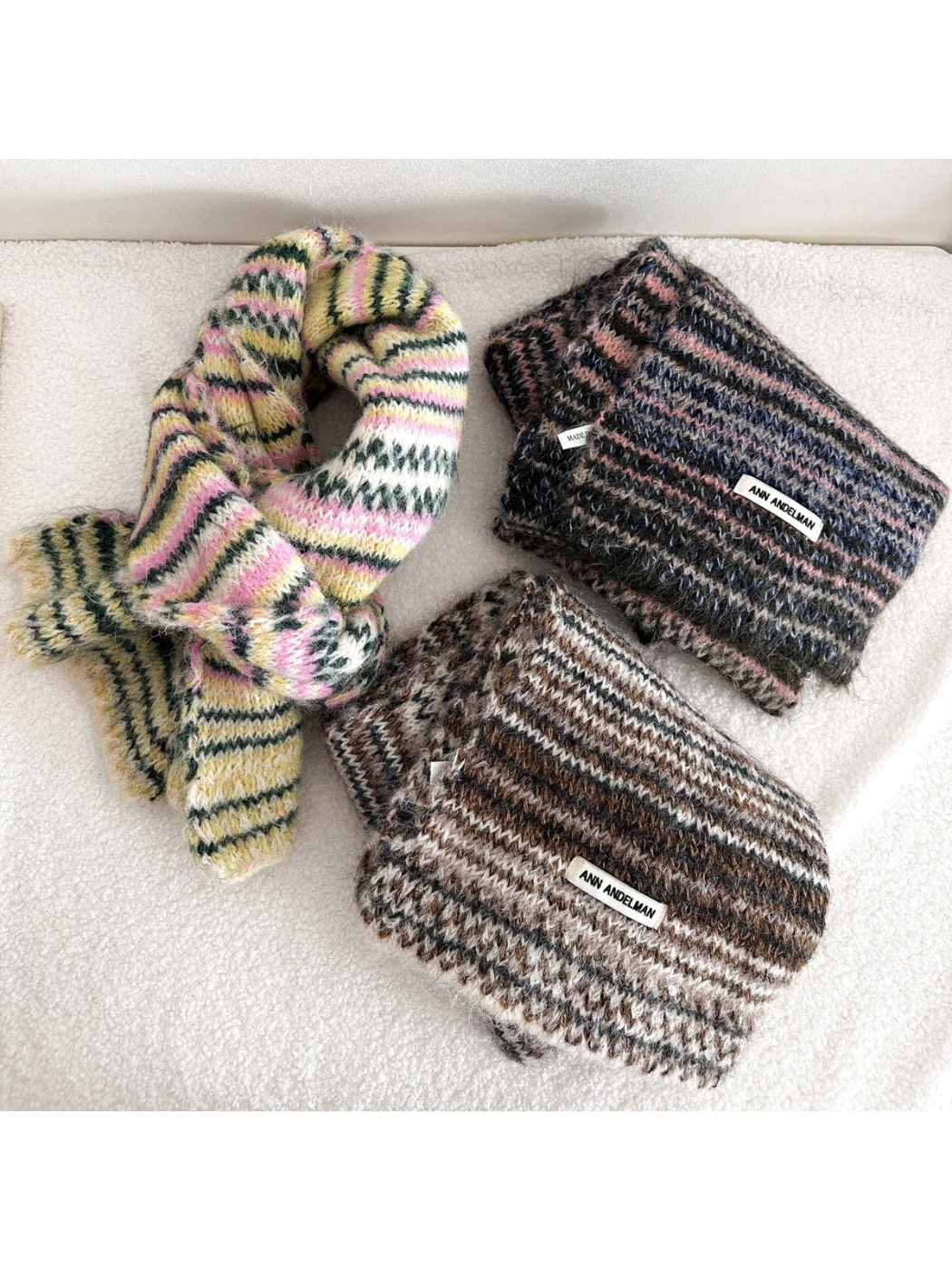 Scarvii - Fair Isle Stripe Textured Knit Scarf