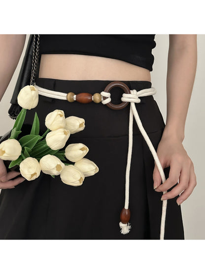 Close-up of Beco Boho rope waist tie belt with natural fiber texture