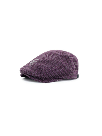 Haila - Grid Check Embroidered Flat Cap