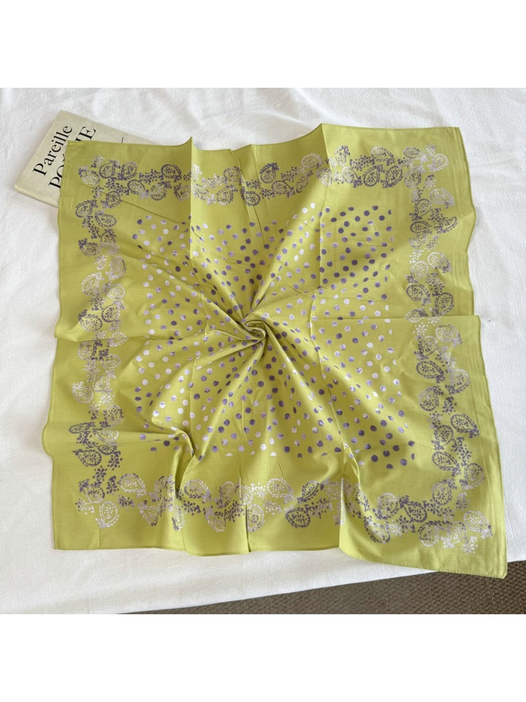 Scarvii - Printed Polka Dot Square Neck Scarf