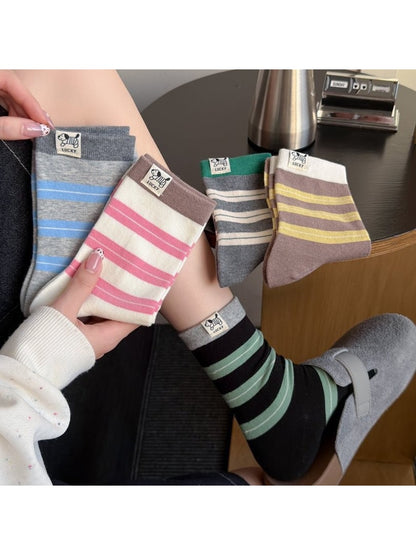 Rufia - Color-Block Striped Casual Women's Crew Socks