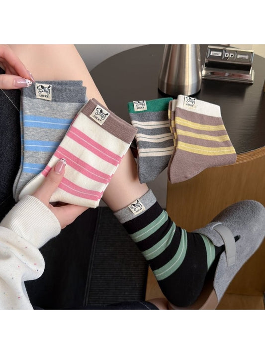 Rufia - Color-Block Striped Casual Women's Crew Socks