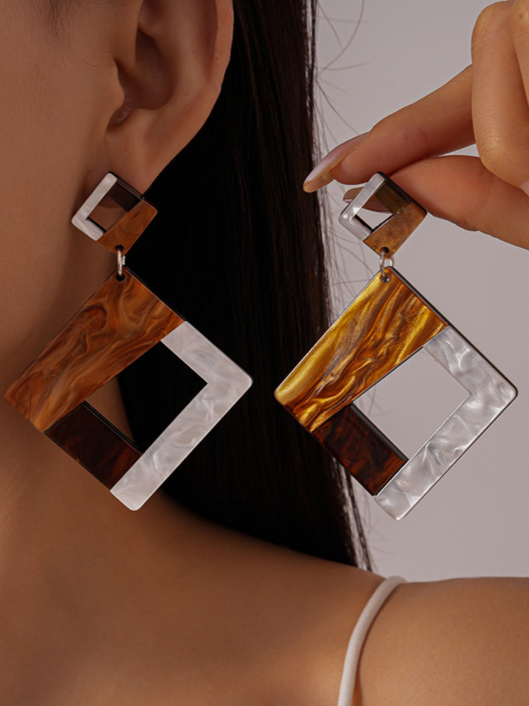 Earwish - Geometric Acrylic Color-Block Earrings – Bold & Modern