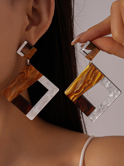 Earwish - Geometric Acrylic Color-Block Earrings – Bold & Modern