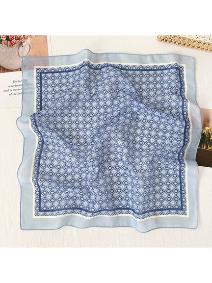 Scarvii - Retro Border Print Fashion Square Scarf