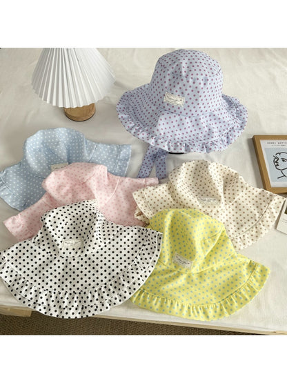 Haila - Ruffle Brim Polka Dot Casual Bucket Hat