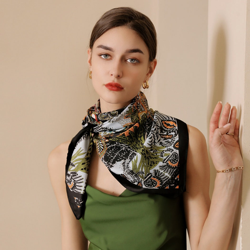 Scarvii - Botanical Print Lightweight Square Scarf