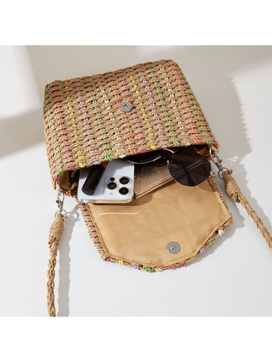 Cosbai - Color Thread Summer Straw Bag - image 5