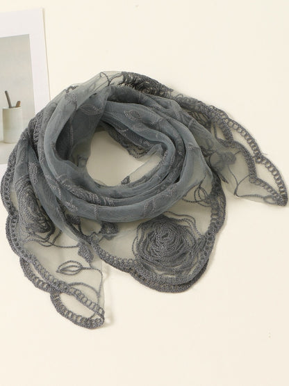 Scarvii - Rose Embroidered Square Scarf & Shawl