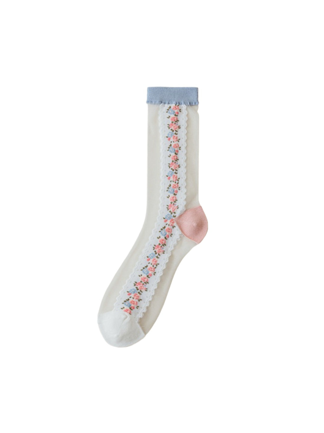 Rufia - Romantic Floral Sheer Crew Socks