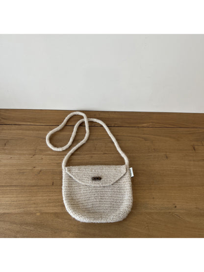 Cosbai - Textured Knit Button Flap Crossbody Bag
