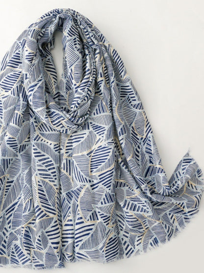 Scarvii - Elegant Versatile Leaf Print Lightweight Scarf