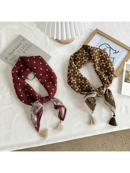 Scarvii - Polka Dot and Geometric Print Square Scarf
