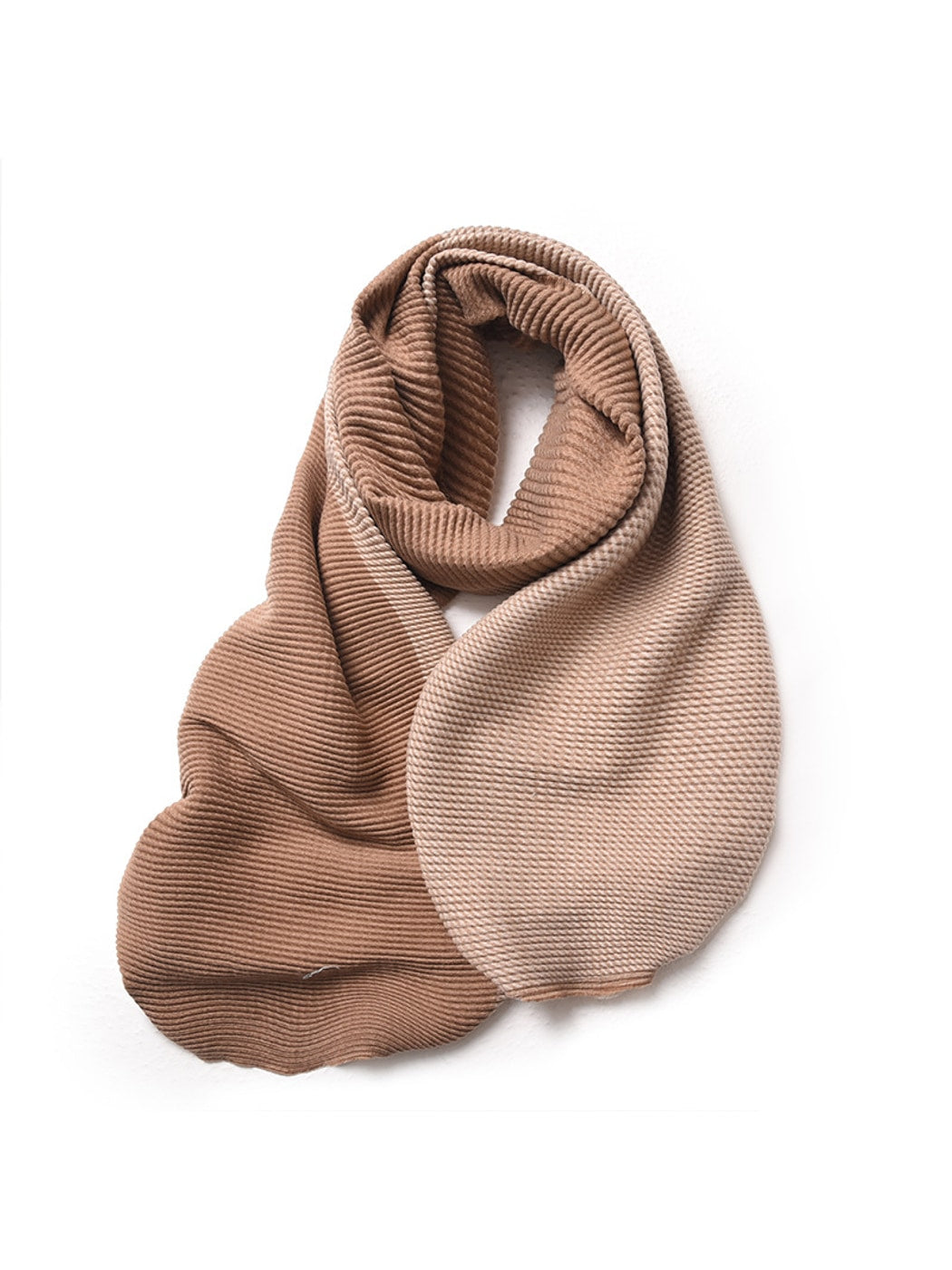 Scarvii - Double-Sided Crinkle Colorblock Long Scarf