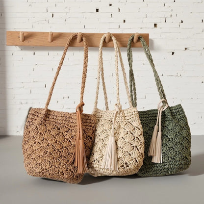 Cosbai - Soft 3 Piece Crochet Beach Bag