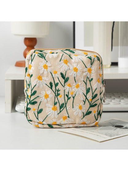Cosbai - Elegant Floral Embroidery Cosmetic Organizer Bag