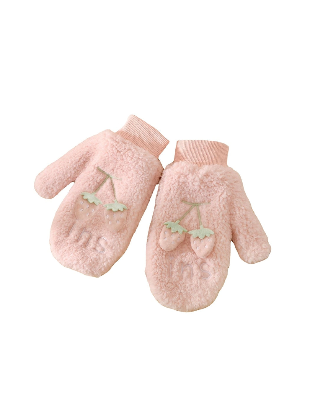 Gloving - Soft Plush Strawberry Detail Winter Mittens