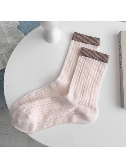 Rufia - Color Block Mesh Detail Women's Crew Socks