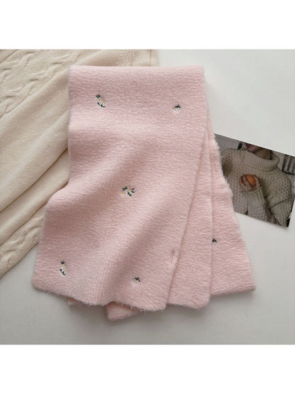 Scarvii - Soft Floral Detail Knit Scarf