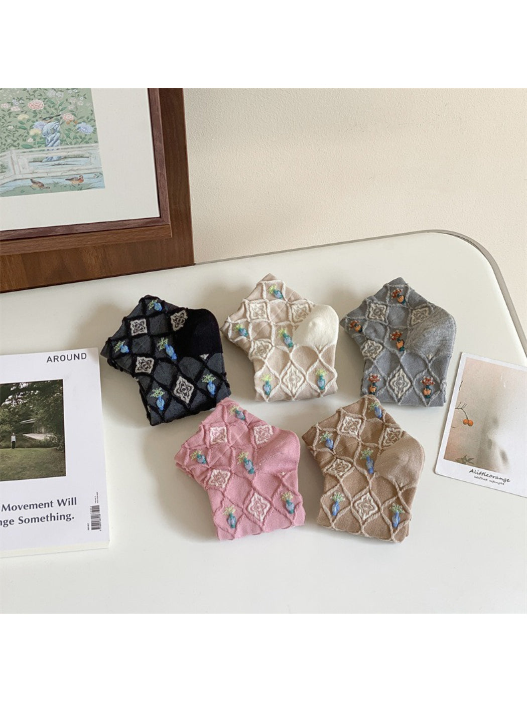 Rufia - Floral Stitch Trellis Socks
