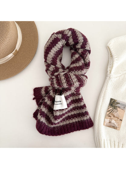 Scarvii - Bold Stripe Textured Knit Scarf