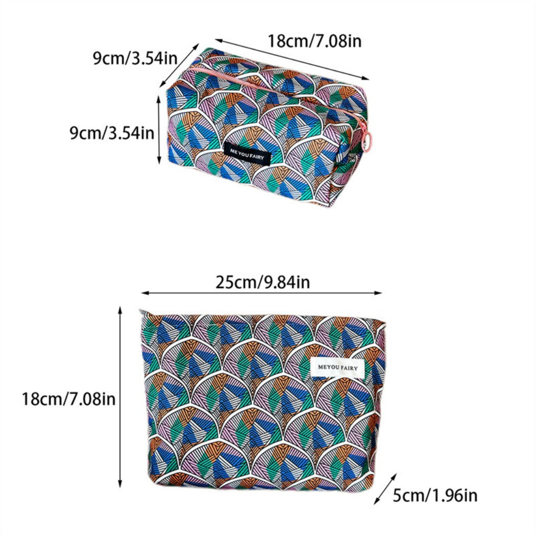 Cosbai - Colorful Fan-Print Makeup Bag - Practical & Basic