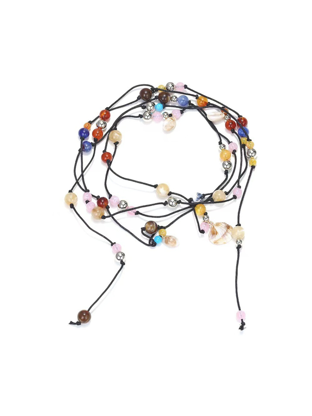 Neckit multi strand cord necklace featuring beaded detail on a white background
