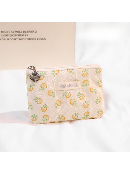 Cosbai - Floral Mini Coin Pouch with Zipper Charm detail view 4