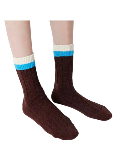 Rufia - Textured Geometric Panel Crew-Length Socks