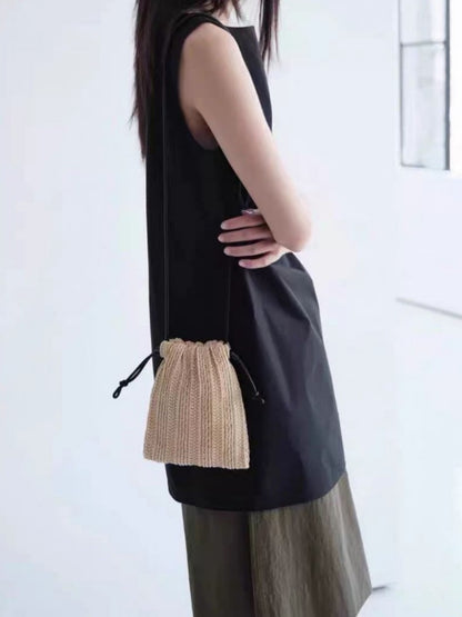 Cosbai - Minimalist Drawstring Knitted Crossbody Bag – Effortless & Chic