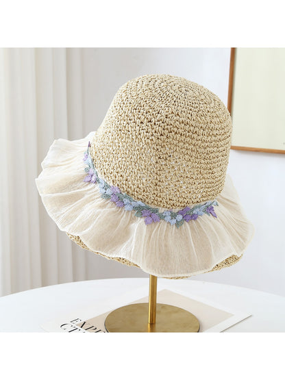 Haila - Round Crown Ruffle Edge Sun Hat for Women