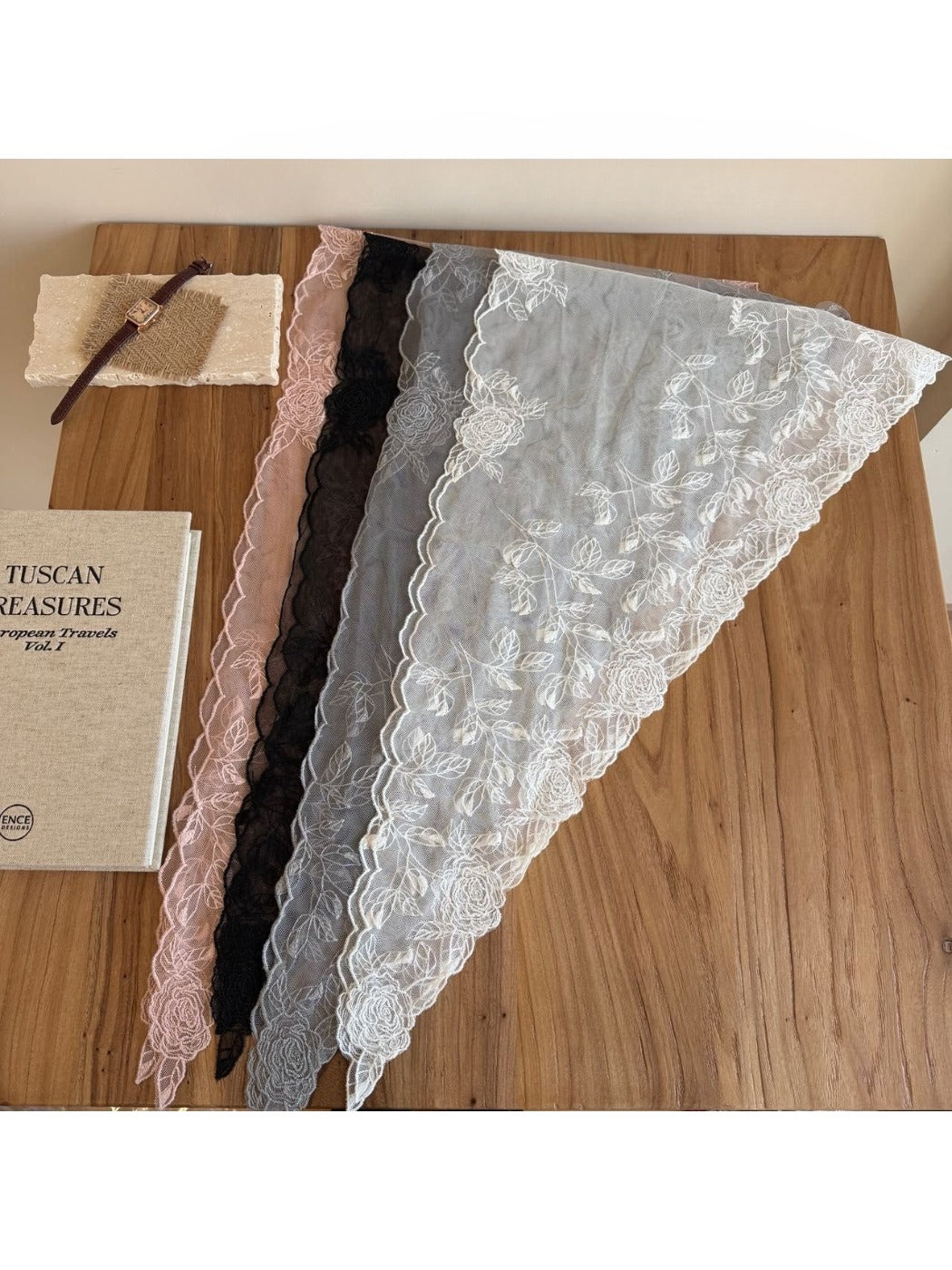Scarvii - Rose Lace Triangle Scarf - image 1