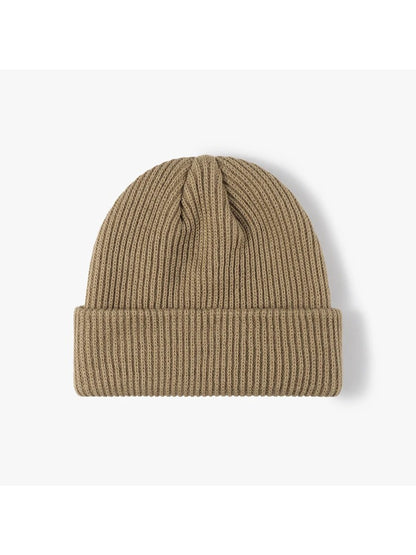 Haila - Solid Ribbed Cuffed Acrylic Knit Beanie