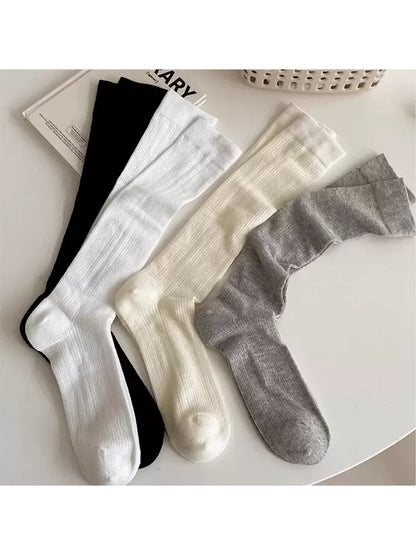 Rufia - Solid Tone Stacked Look Mid Calf Socks