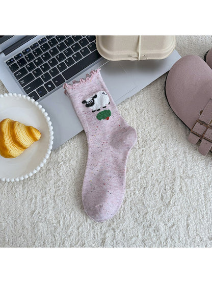 Rufia - Cute Animal Pattern Ruffle Crew Socks product image 5