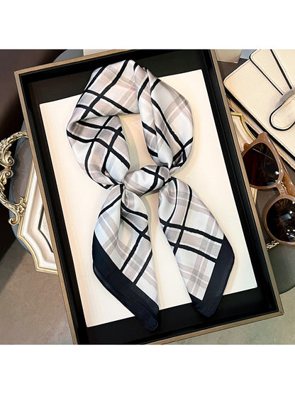 Scarvii - Classic Check Border Accent Square Scarf