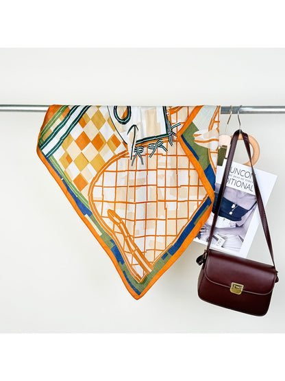 Scarvii - Checkered Patchwork Pattern Square Scarf