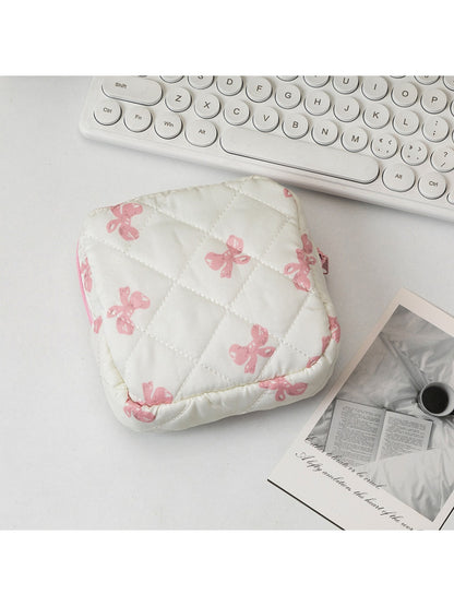 Cosbai - Bow and Heart Pattern Quilted Pouch