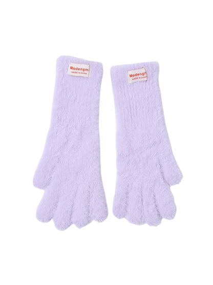 Gloving - Solid Color Plush Fuzzy Touchscreen Gloves