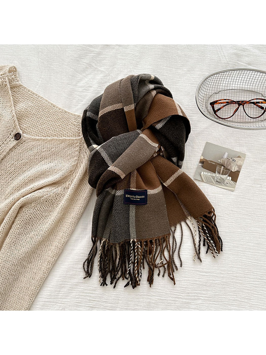 Scarvii - Classic Plaid Fringed Winter Fashion Scarf