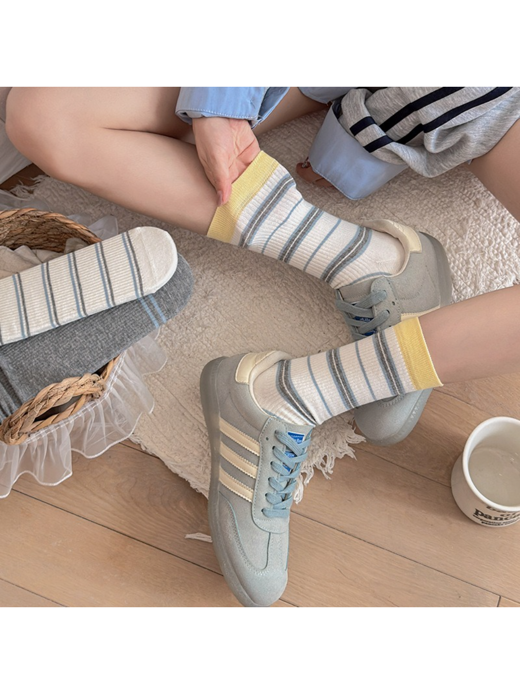 Rufia - Stripe Ribbed Crew Socks