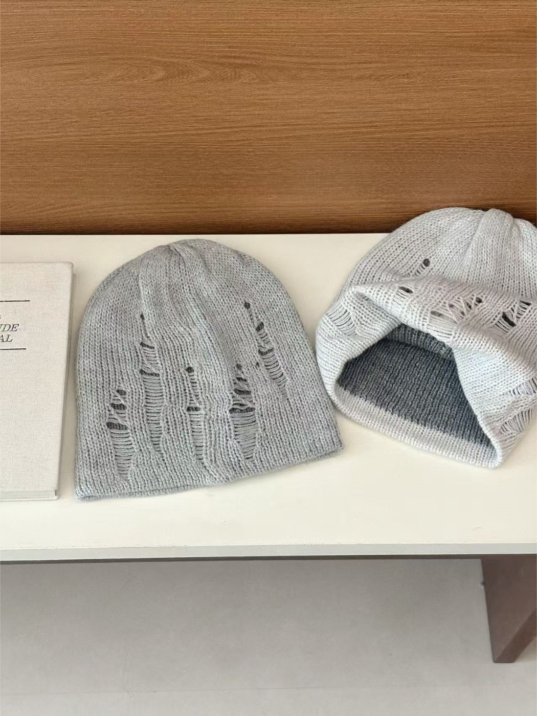 Haila - Distressed Knit Slouch Beanie