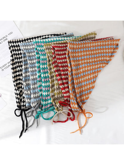 Scarvii - Contrast Stripe Knit Triangle Bandana