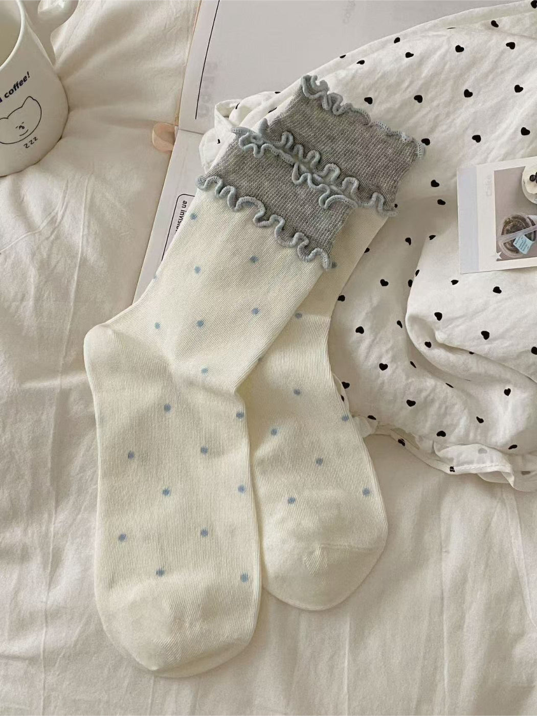 Rufia - Ruffle Trim Pastel Crew Socks