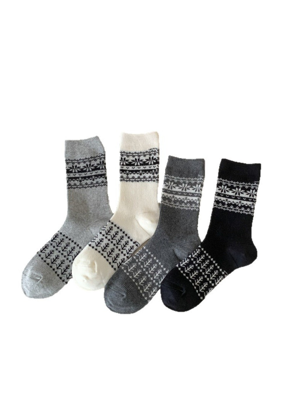 Rufia - Double-knit Mid-calf Socks with Bohemian-style
