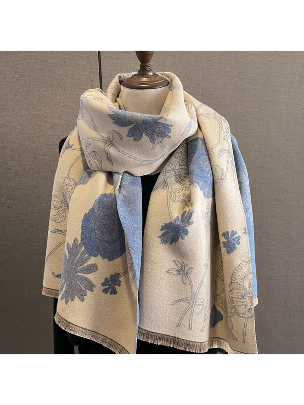 Scarvii - Botanical Floral Two Tone Long Scarf