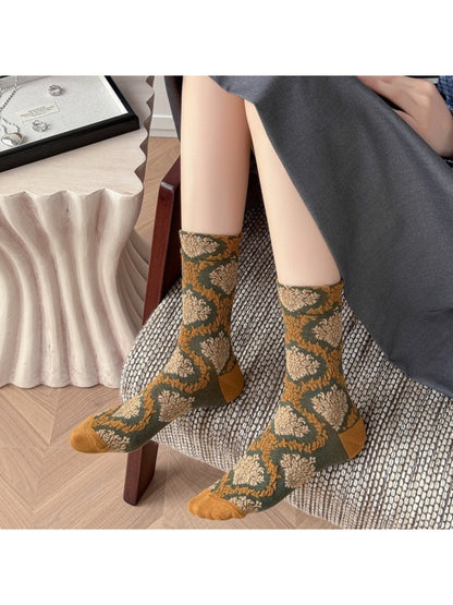 Rufia - Vintage Textured Jacquard Crew Socks