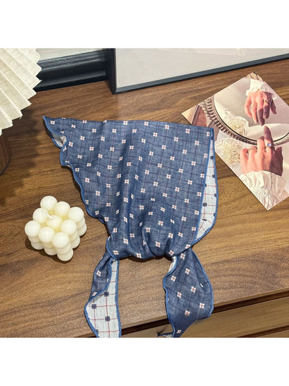 Scarvii - Plaid Ruffle Edge Everyday Triangle Bandana